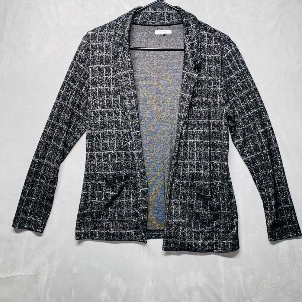 Maurices Women's Black White Grid Pattern Open Style Cardigan‎ Sweater Size M